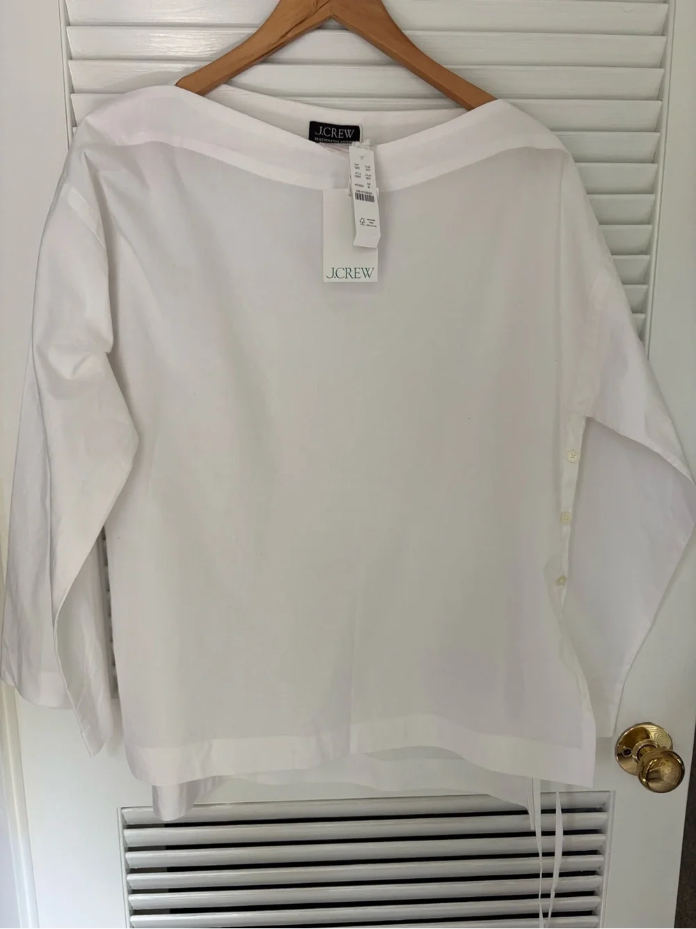 J. Crew White Button-Down Cotton Blouse
